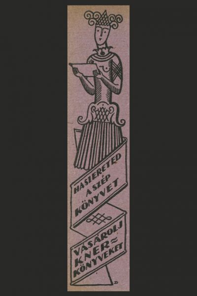 Könyvjelző - Kner nyomda hirdetése, Divéky József