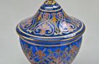 Kobaltüveg ékszertartó tál fedéllel, Schreiber üveggyár (Zayugróc), 1890-1895