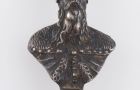 Bronz pecsétnyomó - Szent István király zágrábi ereklyetartó büsztjének miniatűr másolatával, 19. század vége, Magyarország 
