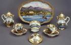 Balatonfüredi kétszemélyes porcelán készlet, 1860 körül