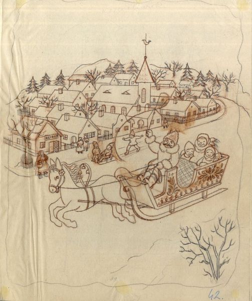 Tervek - illusztrációk Gazdag Erzsi: Mesebolt c. művéhez, Lukáts Kató, 1967