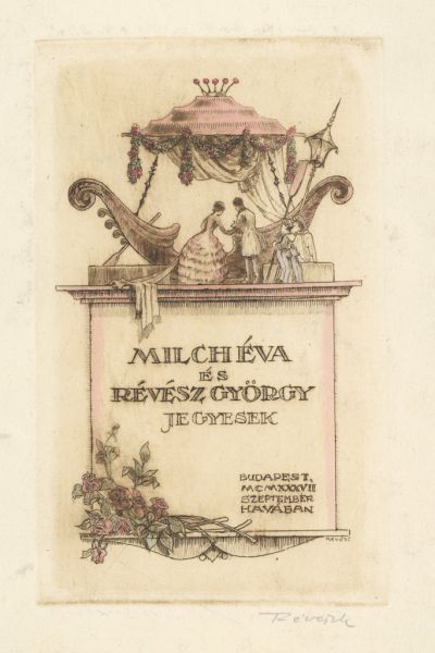 Alkalmi grafika - Milch Éva és Révész György jegyesek