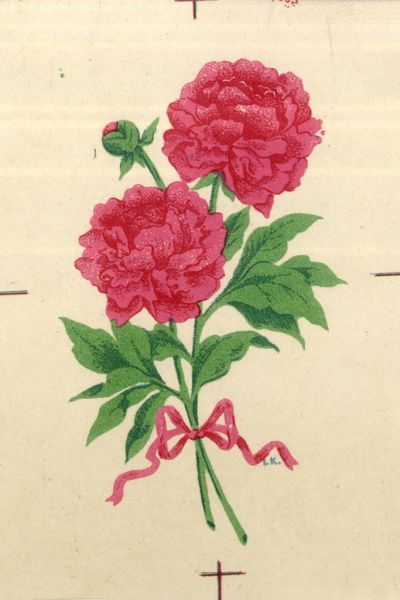 Festmény, pünkösdi rózsacsokor, Lukáts Kató, 1950-1980