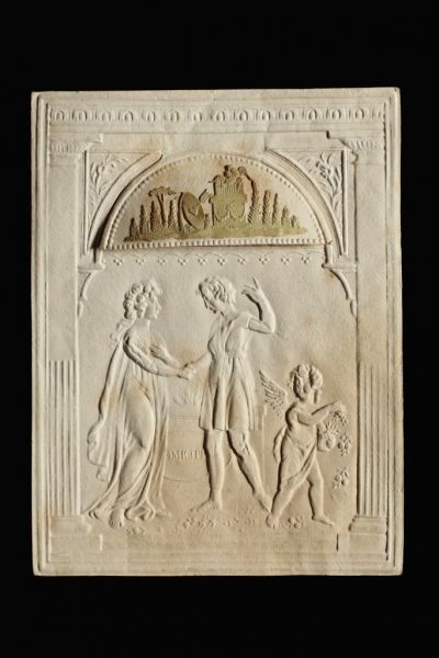 Köszöntőkártya – Glückwunschkarte (Wedgwood-típusú lap), 1790 – 1800, Bécs