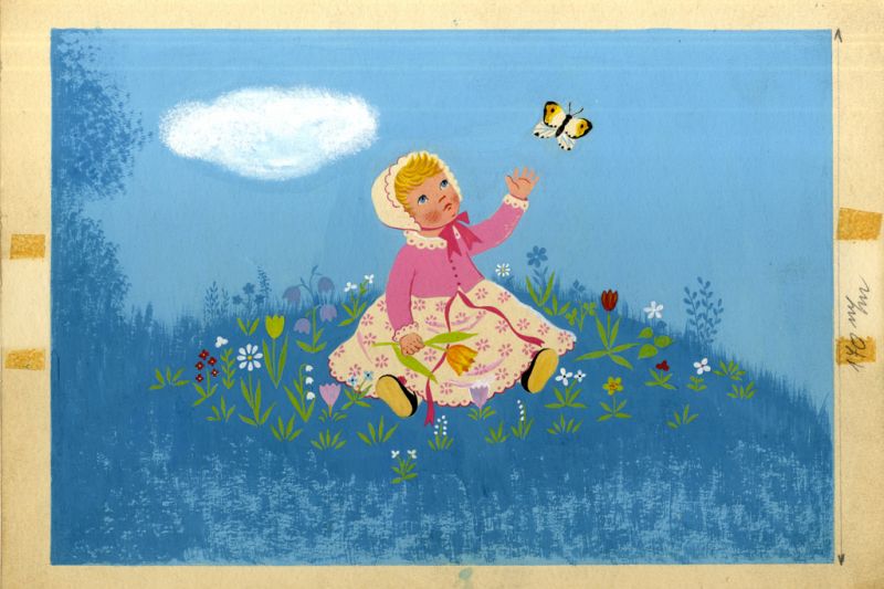 Terv - Jár a baba jár c. mesekönyv illusztrációja, Lukáts Kató, 1960 körül, Magyarország