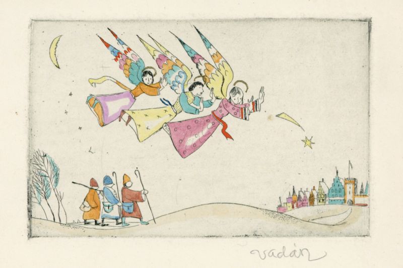 Grafika - Három angyal, Vadász Endre, 1938