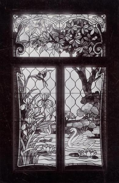Stained glass window at the Christmas exhibition of the Association of Applied Arts, 1898, design and executed by Miksa Róth, inv.no. FLT 1946