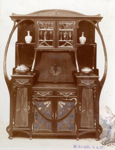 Cupboard presented at the Christmas exhibition of the Association of Applied Arts, 1899, design by Alajos Polgár, inv.no. FLT 3660