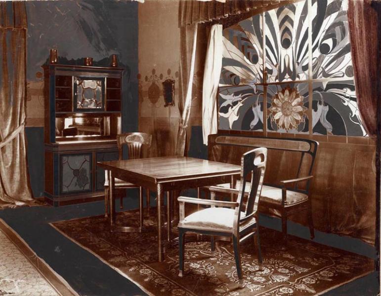 Dining room presented at the Christmas exhibition of the Association of Applied Arts, 1901, design by Pál Horti, FLT 4746
