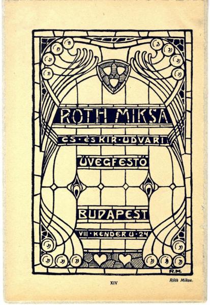 Róth Miksa céghirdetőkártyája, 1900 körül, ltsz. MLT 1474